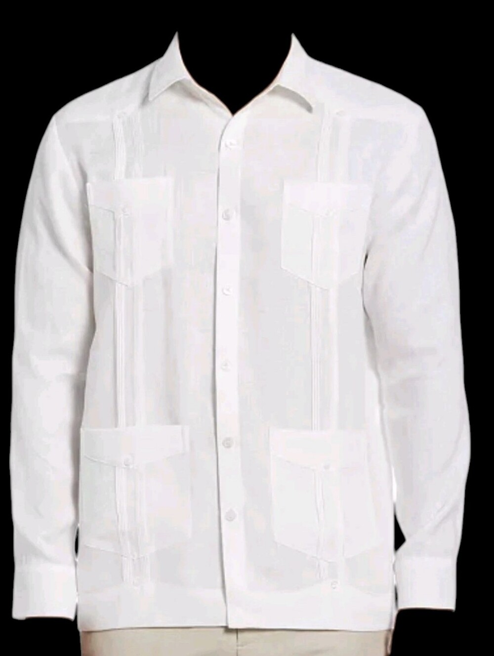 Cubavera Men’s White Linen Long Sleeve Shirt 4 Pocket Sz XXL 2XL Tropical Cruise